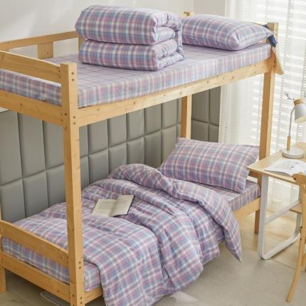 91家纺网 家纺一手货源 找家纺 （总）柠萌家居 新款A类全棉色织水洗棉三件套学生季宿舍上下铺