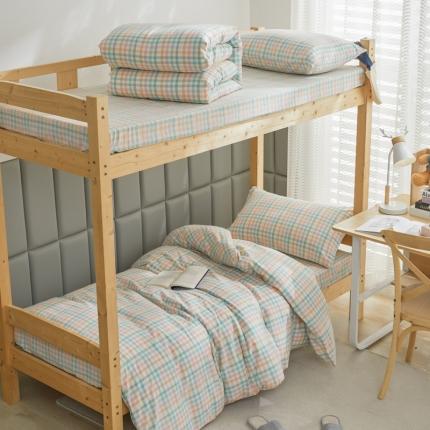 91家纺网 家纺一手货源 找家纺 （总）柠萌家居 新款A类全棉色织水洗棉三件套学生季宿舍上下铺