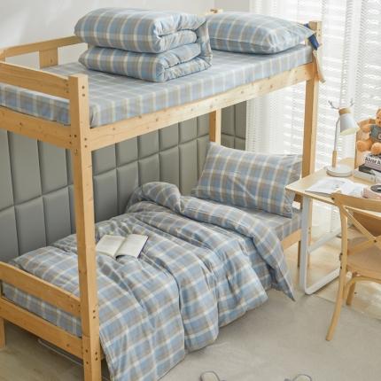 91家纺网 家纺一手货源 找家纺 （总）柠萌家居 新款A类全棉色织水洗棉三件套学生季宿舍上下铺