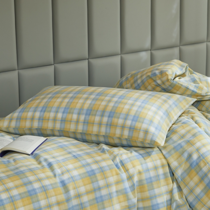 91家纺网 家纺一手货源 找家纺 （总）柠萌家居 新款A类全棉色织水洗棉三件套学生季宿舍上下铺