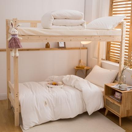 柠萌家居 新款A类全棉色织水洗棉三件套学生季宿舍上下铺 纯白