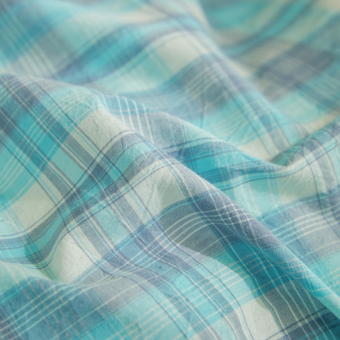 91家纺网 家纺一手货源 找家纺 柠萌家居 A类全棉色织水洗棉三件套学生季宿舍上下铺 简爱绿格