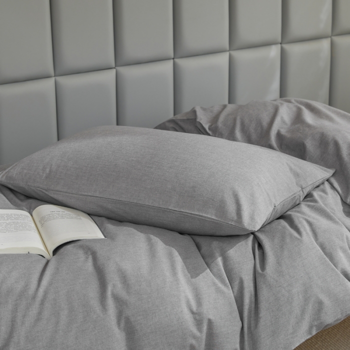 91家纺网 家纺一手货源 找家纺 柠萌家居 新款A类全棉色织水洗棉三件套学生季宿舍上下铺 冷灰