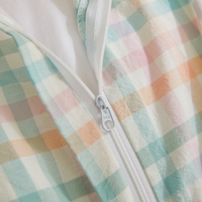 91家纺网 家纺一手货源 找家纺 柠萌家居 A类全棉色织水洗棉三件套学生季宿舍上下铺 小彩格