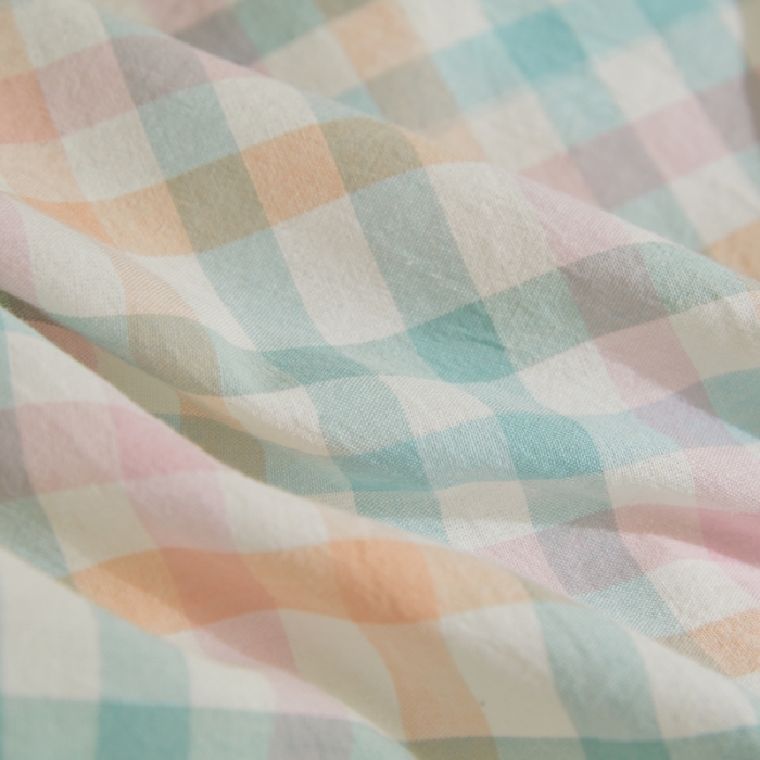 91家纺网 家纺一手货源 找家纺 柠萌家居 A类全棉色织水洗棉三件套学生季宿舍上下铺 小彩格