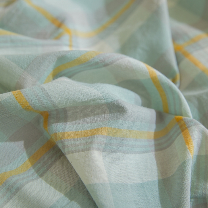 91家纺网 家纺一手货源 找家纺 柠萌家居 A类全棉色织水洗棉三件套学生季宿舍上下铺 遇见绿格