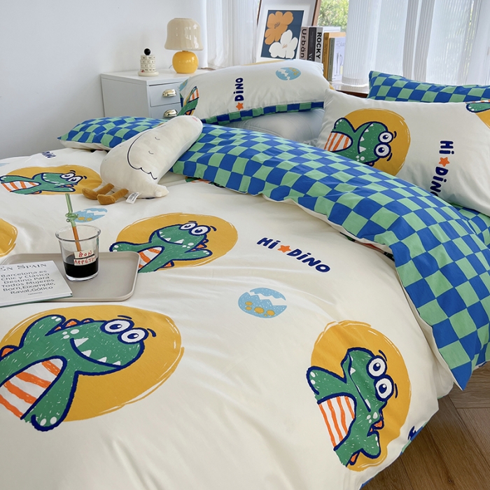 91家纺网 家纺一手货源 找家纺 麦伦 2022新款13372全棉儿童卡通系列四件套 蒂诺龙