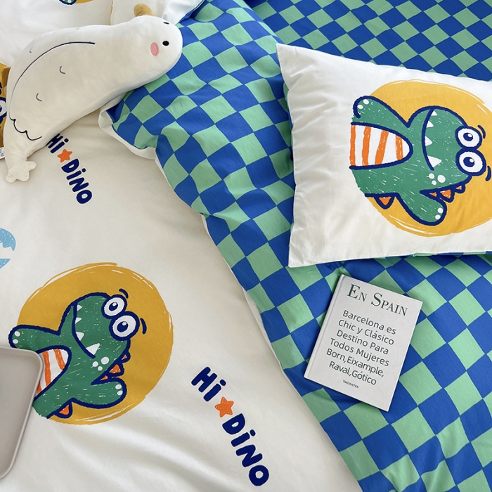 91家纺网 家纺一手货源 找家纺 麦伦 2022新款13372全棉儿童卡通系列四件套 蒂诺龙