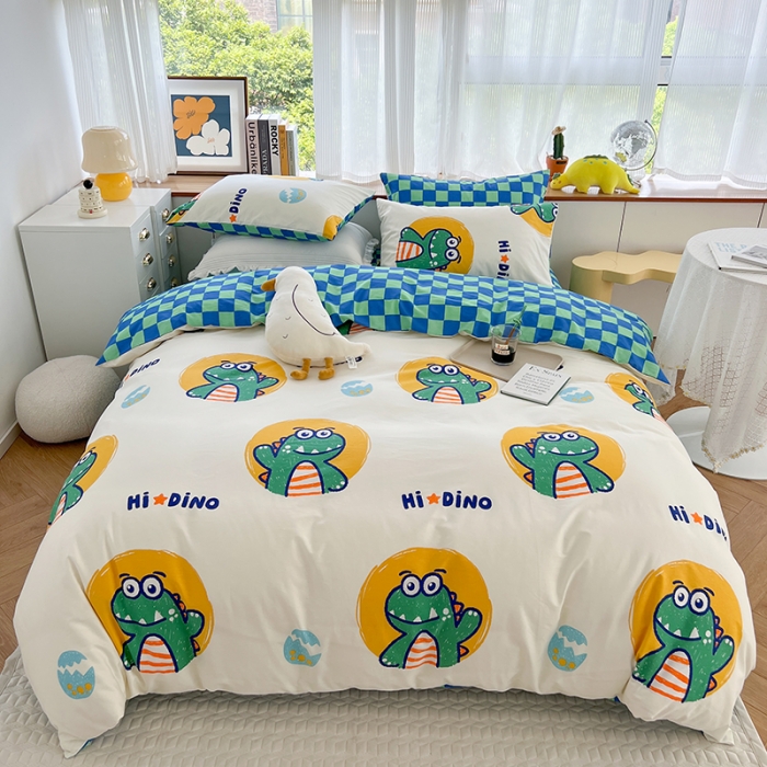 91家纺网 家纺一手货源 找家纺 麦伦 2022新款13372全棉儿童卡通系列四件套 蒂诺龙