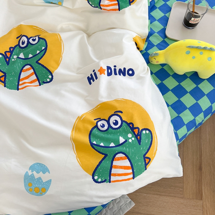 91家纺网 家纺一手货源 找家纺 麦伦 2022新款13372全棉儿童卡通系列四件套 蒂诺龙