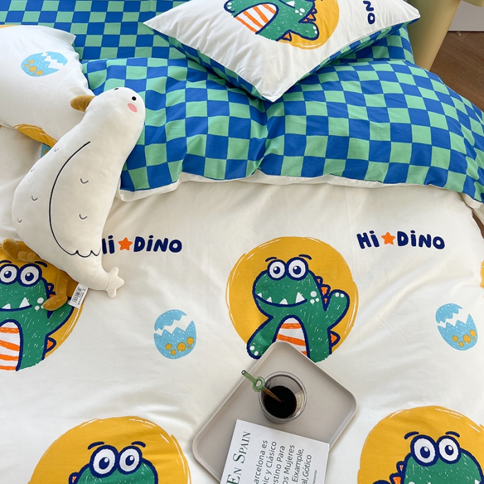 91家纺网 家纺一手货源 找家纺 麦伦 2022新款13372全棉儿童卡通系列四件套 蒂诺龙