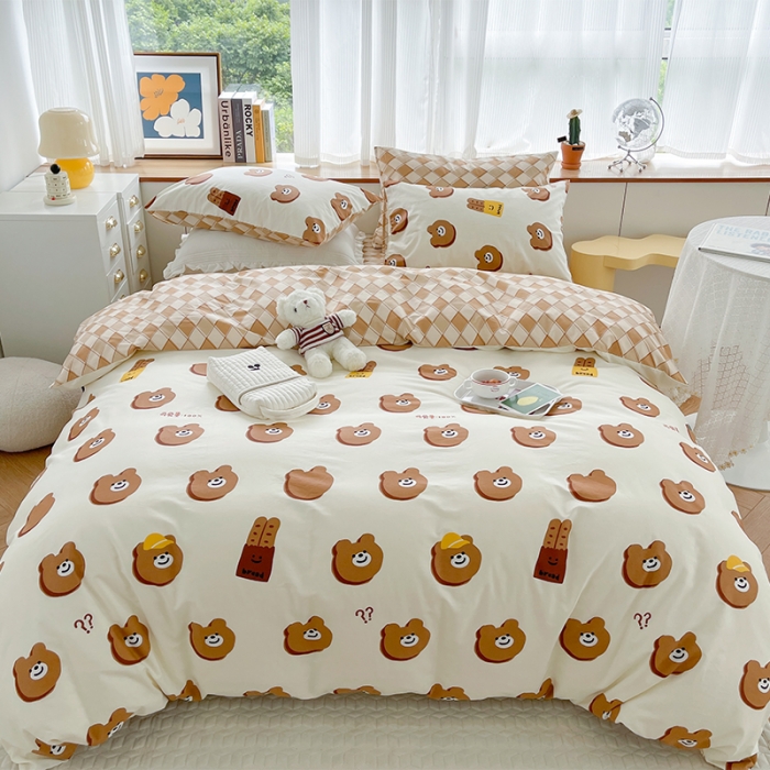 91家纺网 家纺一手货源 找家纺 麦伦 2022新款13372全棉儿童卡通系列四件套 饼干小熊