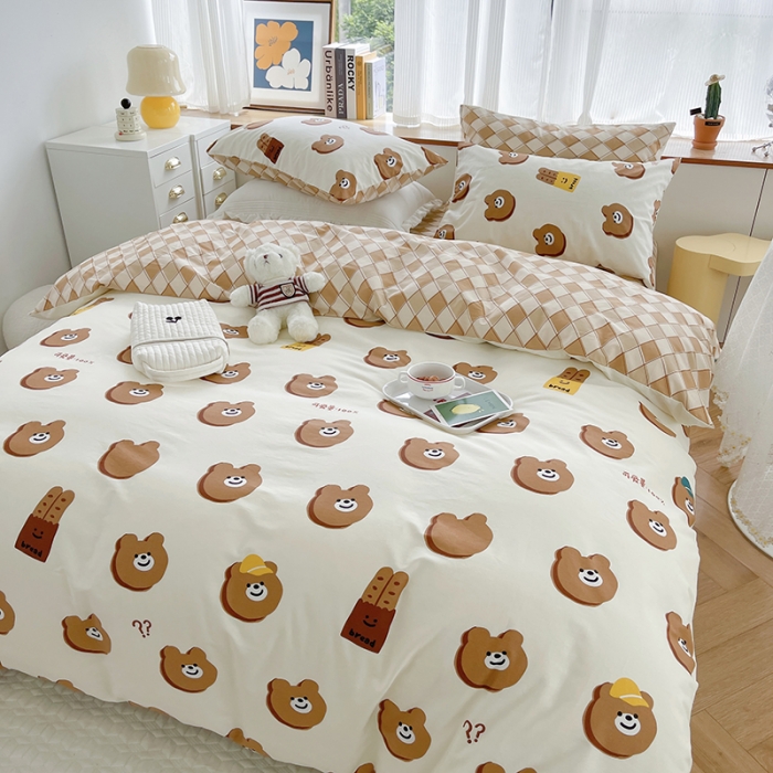 91家纺网 家纺一手货源 找家纺 麦伦 2022新款13372全棉儿童卡通系列四件套 饼干小熊