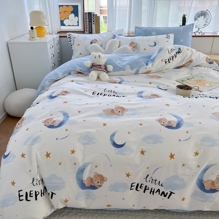 91家纺网 家纺一手货源 找家纺 麦伦 2022新款13372全棉儿童卡通系列四件套 繁星入眠