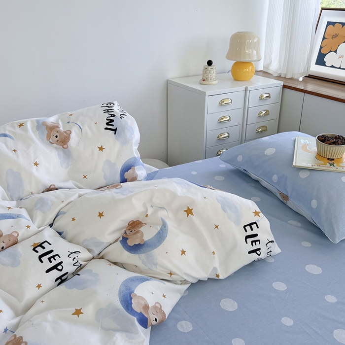 91家纺网 家纺一手货源 找家纺 麦伦 2022新款13372全棉儿童卡通系列四件套 繁星入眠