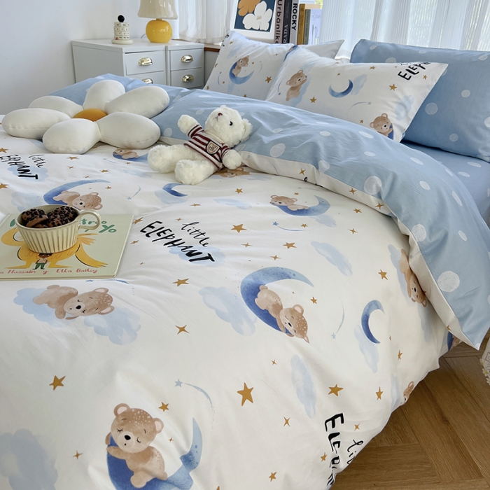 91家纺网 家纺一手货源 找家纺 麦伦 2022新款13372全棉儿童卡通系列四件套 繁星入眠