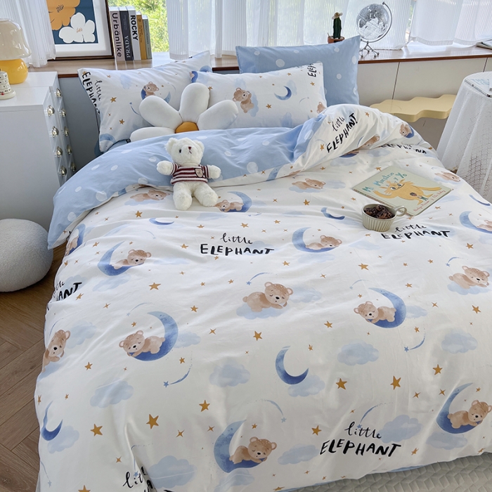 91家纺网 家纺一手货源 找家纺 麦伦 2022新款13372全棉儿童卡通系列四件套 繁星入眠