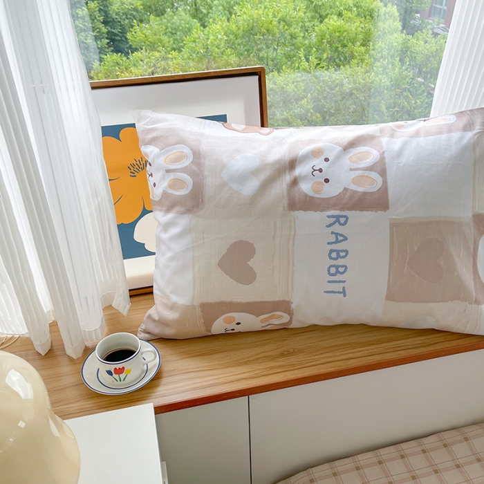 91家纺网 家纺一手货源 找家纺 麦伦 2022新款13372全棉儿童卡通系列四件套 奶油兔