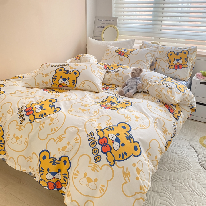 91家纺网 家纺一手货源 找家纺 麦伦 2022新款13372全棉儿童卡通系列四件套 调皮虎