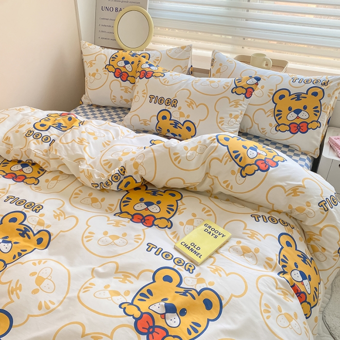 91家纺网 家纺一手货源 找家纺 麦伦 2022新款13372全棉儿童卡通系列四件套 调皮虎