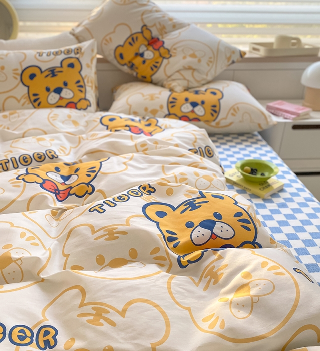 91家纺网 家纺一手货源 找家纺 麦伦 2022新款13372全棉儿童卡通系列四件套 调皮虎