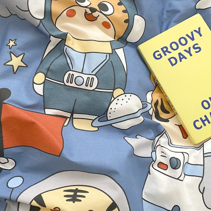 91家纺网 家纺一手货源 找家纺 麦伦 2022新款13372全棉儿童卡通系列四件套 梦之队