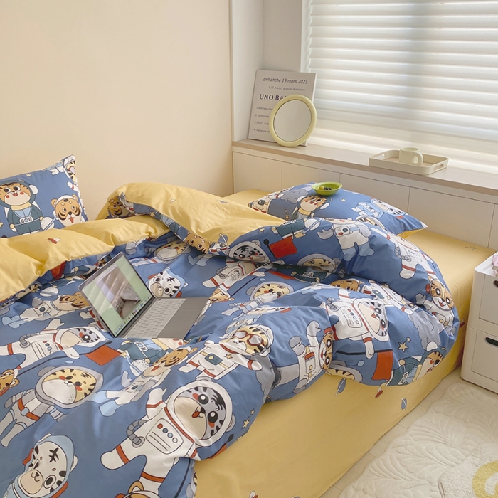 91家纺网 家纺一手货源 找家纺 麦伦 2022新款13372全棉儿童卡通系列四件套 梦之队