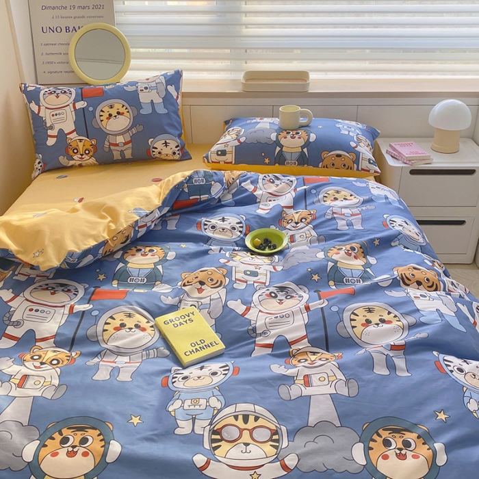 91家纺网 家纺一手货源 找家纺 麦伦 2022新款13372全棉儿童卡通系列四件套 梦之队