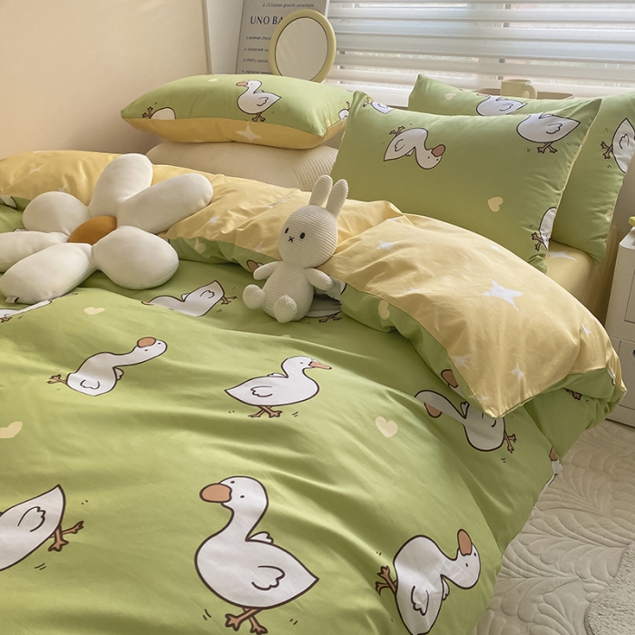 91家纺网 家纺一手货源 找家纺 麦伦 2022新款13372全棉儿童卡通系列四件套 咏鹅