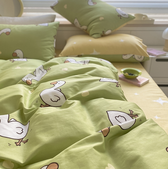 91家纺网 家纺一手货源 找家纺 麦伦 2022新款13372全棉儿童卡通系列四件套 咏鹅