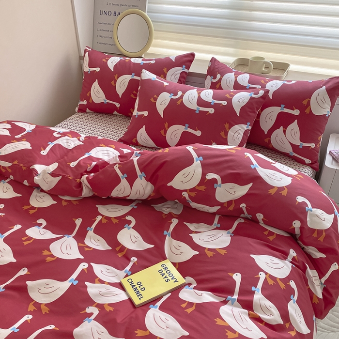 91家纺网 家纺一手货源 找家纺 麦伦 2022新款13372全棉儿童卡通系列四件套 绅士鹅