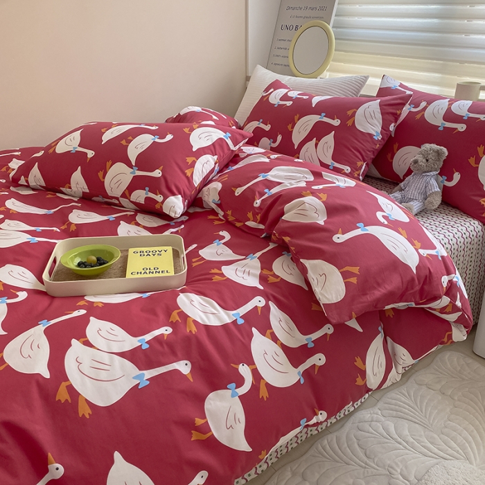 91家纺网 家纺一手货源 找家纺 麦伦 2022新款13372全棉儿童卡通系列四件套 绅士鹅