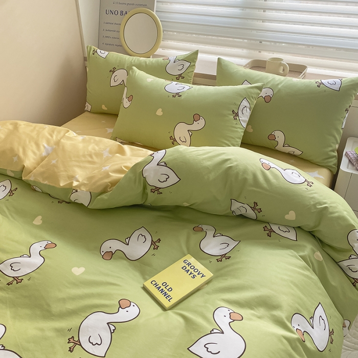 91家纺网 家纺一手货源 找家纺 麦伦 2022新款13372全棉儿童卡通系列四件套 咏鹅