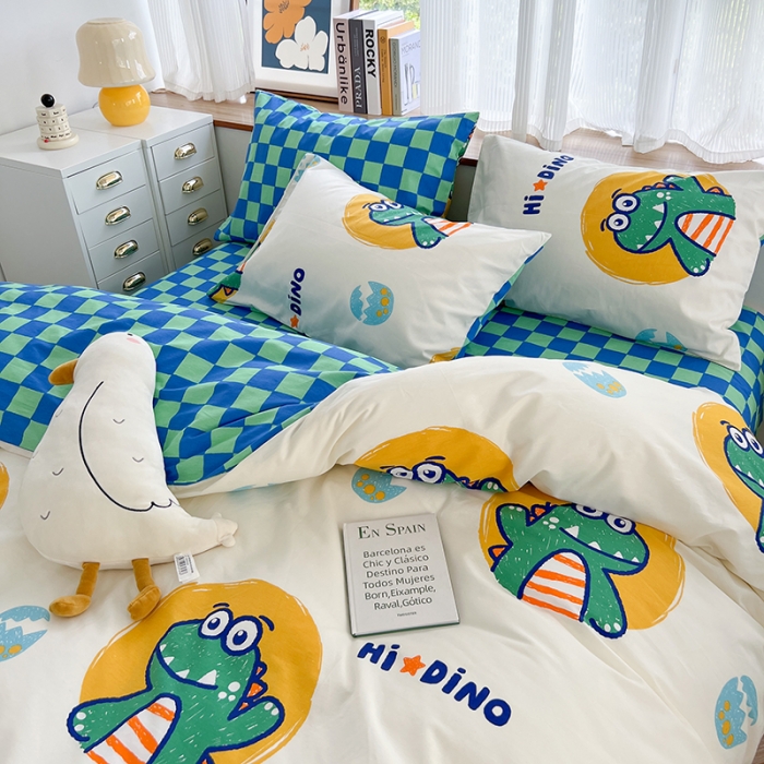 91家纺网 家纺一手货源 找家纺 麦伦 2022新款13372全棉儿童卡通系列四件套 蒂诺龙