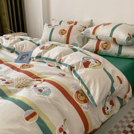 91家纺网 家纺一手货源 找家纺 麦伦 2022新款13372全棉儿童卡通系列四件套 笨狗狗