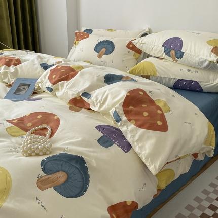 91家纺网 家纺一手货源 找家纺 麦伦 2022新款13372全棉儿童卡通系列四件套 采蘑菇