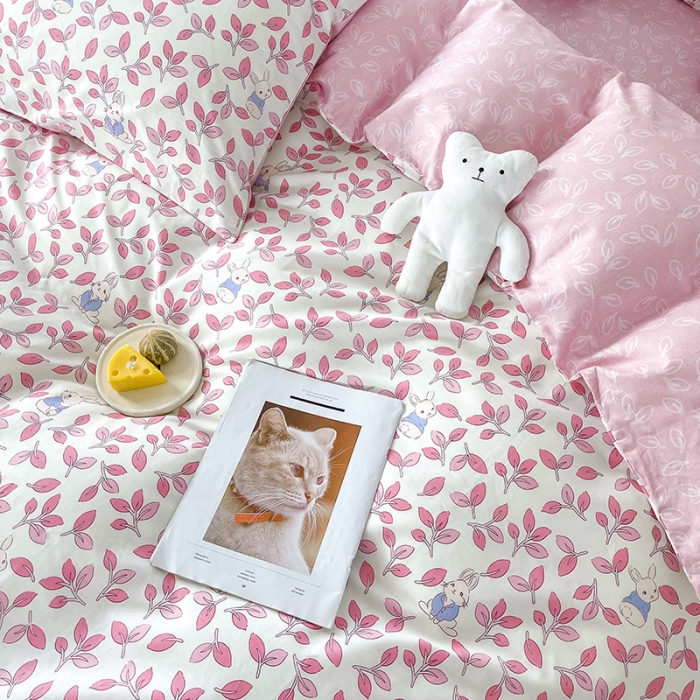 91家纺网 家纺一手货源 找家纺 麦伦 2022新款13372全棉儿童卡通系列四件套 菲菲兔粉