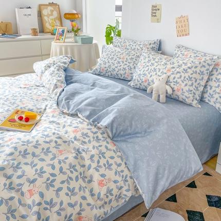 91家纺网 家纺一手货源 找家纺 麦伦 2022新款13372全棉儿童卡通系列四件套 菲菲兔蓝