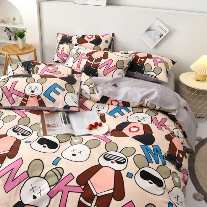 91家纺网 家纺一手货源 找家纺 麦伦 2022新款13372全棉儿童卡通系列四件套 酷酷兔