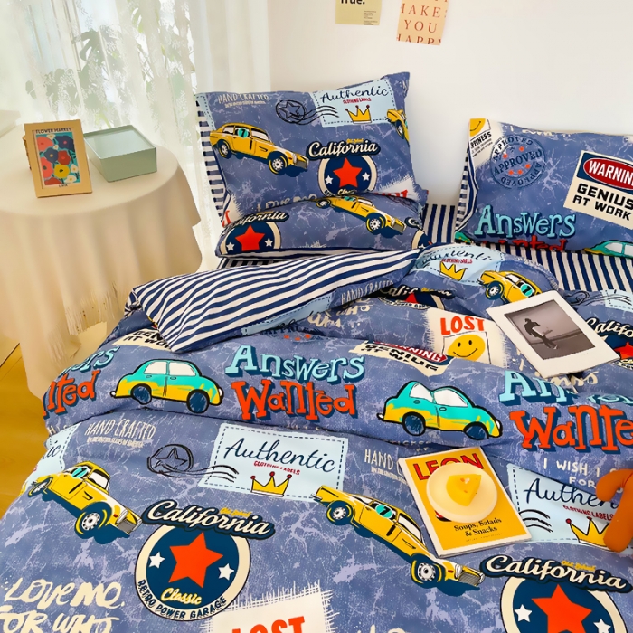 91家纺网 家纺一手货源 找家纺 麦伦 2022新款13372全棉儿童卡通系列四件套 伦敦生活