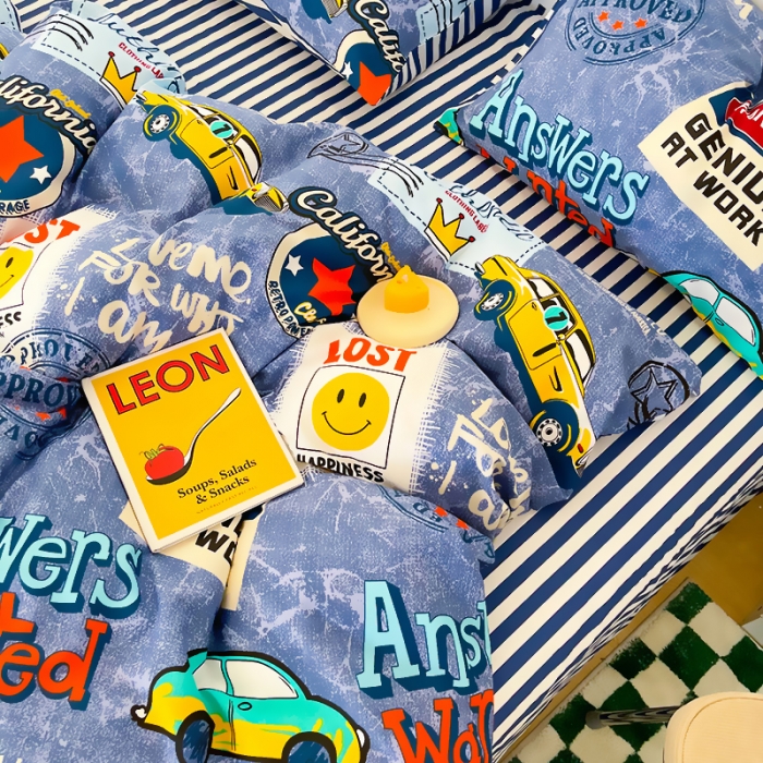 91家纺网 家纺一手货源 找家纺 麦伦 2022新款13372全棉儿童卡通系列四件套 伦敦生活