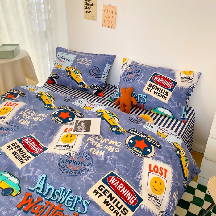 91家纺网 家纺一手货源 找家纺 麦伦 2022新款13372全棉儿童卡通系列四件套 伦敦生活