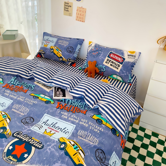 91家纺网 家纺一手货源 找家纺 麦伦 2022新款13372全棉儿童卡通系列四件套 伦敦生活