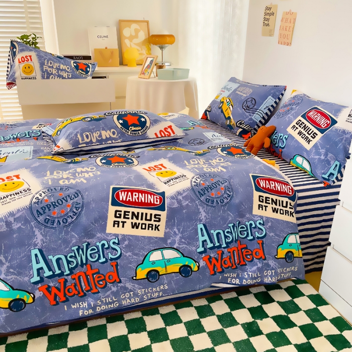 91家纺网 家纺一手货源 找家纺 麦伦 2022新款13372全棉儿童卡通系列四件套 伦敦生活