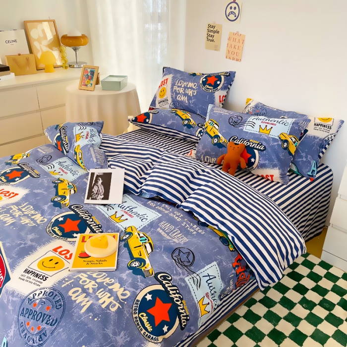 91家纺网 家纺一手货源 找家纺 麦伦 2022新款13372全棉儿童卡通系列四件套 伦敦生活