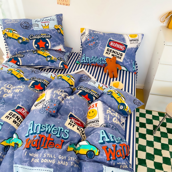 91家纺网 家纺一手货源 找家纺 麦伦 2022新款13372全棉儿童卡通系列四件套 伦敦生活