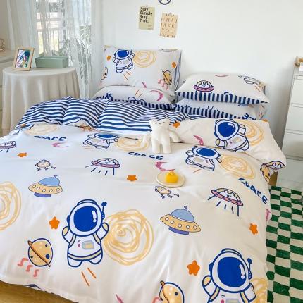91家纺网 家纺一手货源 找家纺 麦伦 2022新13372全棉儿童卡通系列四件套 太空宇航员