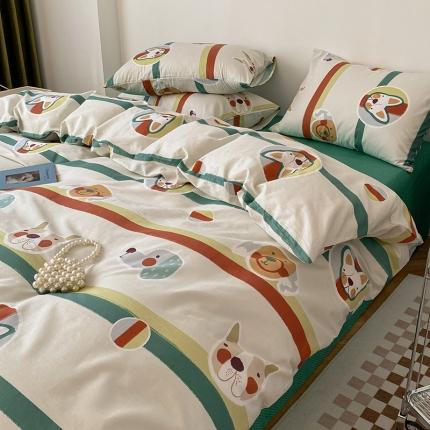 91家纺网 家纺一手货源 找家纺 麦伦 2022新款13372全棉儿童卡通系列单被套 笨狗狗