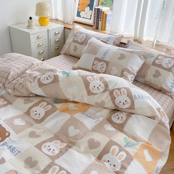91家纺网 家纺一手货源 找家纺 麦伦 2022新款13372全棉儿童卡通系列单被套 奶油兔