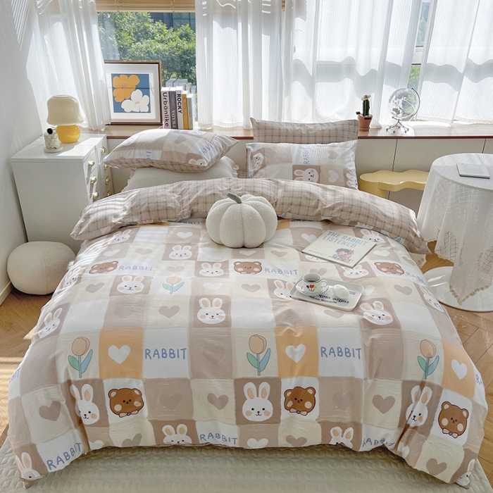 91家纺网 家纺一手货源 找家纺 麦伦 2022新款13372全棉儿童卡通系列单被套 奶油兔
